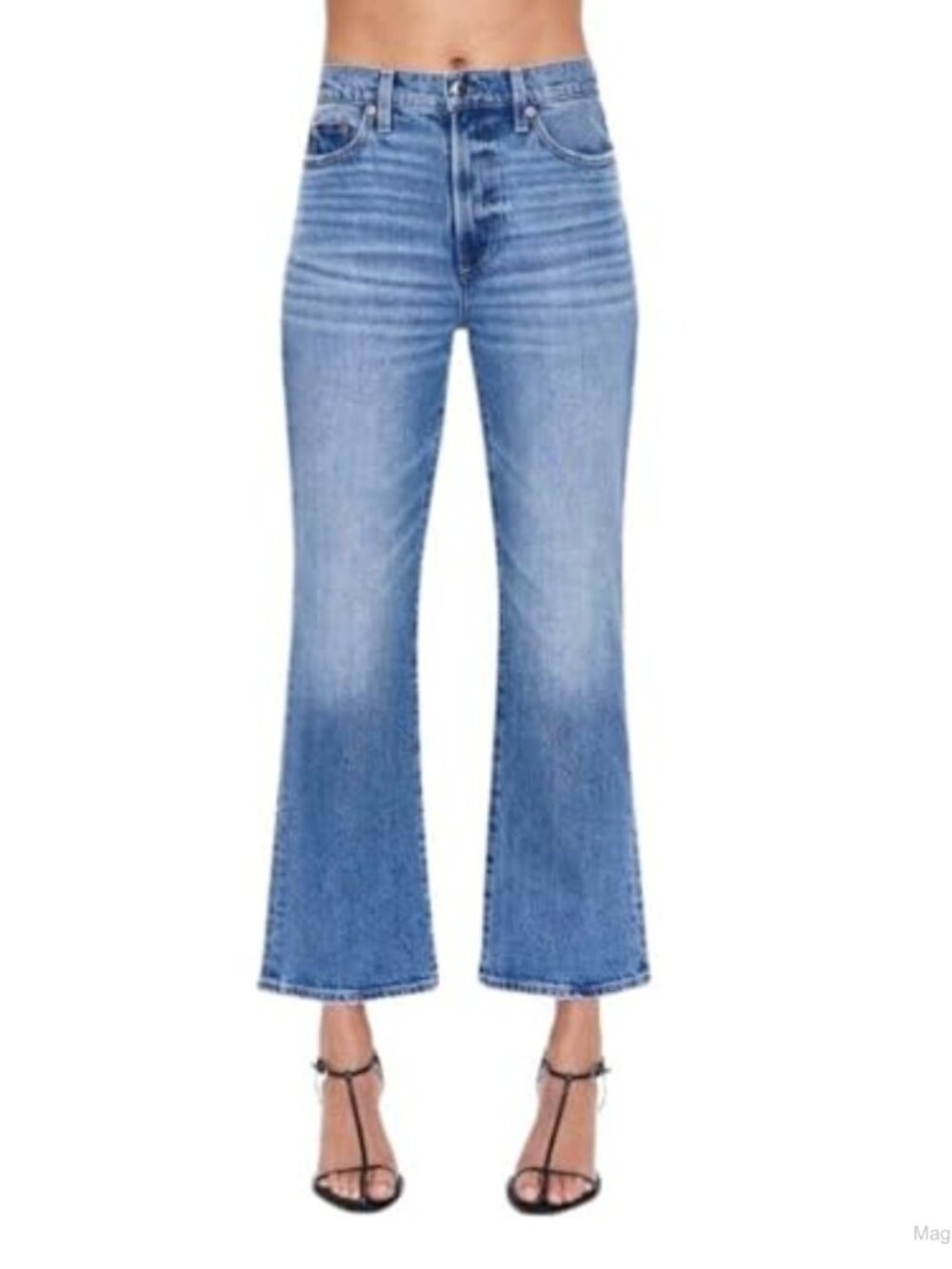 High Rise Vintage Ankle Bootcut Jeans Stretch Cotton Blend